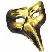 Venetiansk Mask med Lång Näsa - Guld