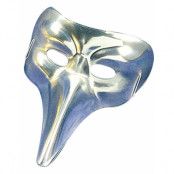 Venetiansk Mask med Lång Näsa - Silver