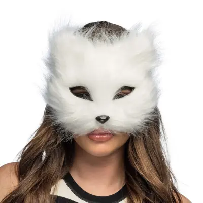 Vit Katt Halvmask - One size