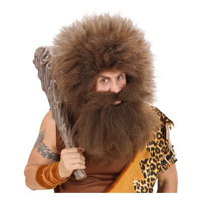 Grottmänniska Mustasch & Skägg Brun - One size