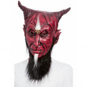 Satanistisk Djävul Latexmask med Horn och Skägg