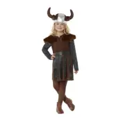 Vikingaflicka Brun Barn Maskeraddräkt - Large