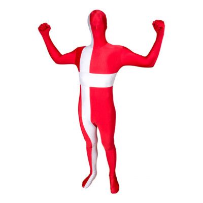 Morphsuit Danska Flaggan Maskeraddräkt - Medium