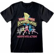 Power Rangers - Anime T-shirt - Morph Into Action - S XXL - för Herr - svart