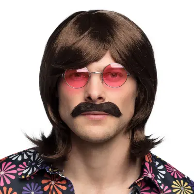 70-tals Peruk med Mustasch - One size