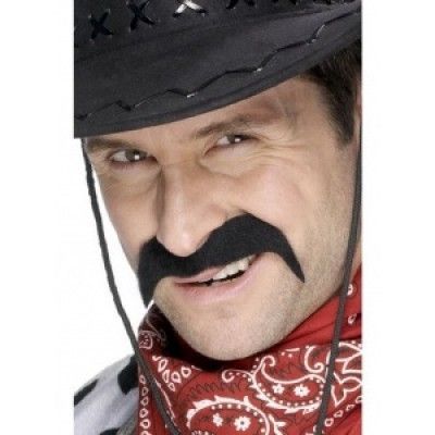 Cowboy Mustasch Svart