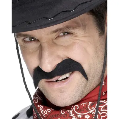 Cowboy Mustasch Svart
