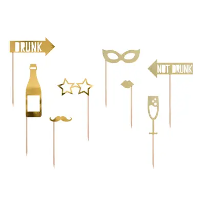 Fotoprops Nyårsafton Guld - 8-pack