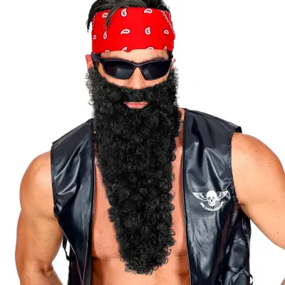 Jätteskägg med Mustasch - Svart