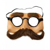 Latex Ögonmask med Glasögon och Brun Mustasch
