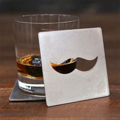 Mustasch Glasunderlägg - 4-pack