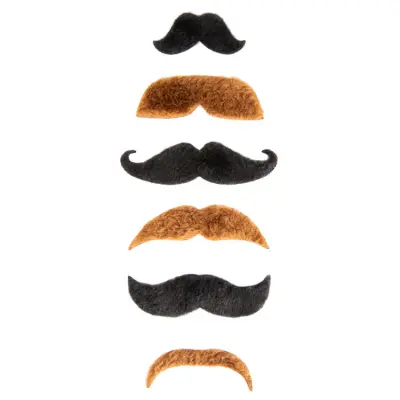 Mustascher Svarta&Bruna 6-pack