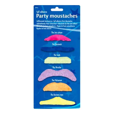 Partymustascher Flerfärgade - 6-pack