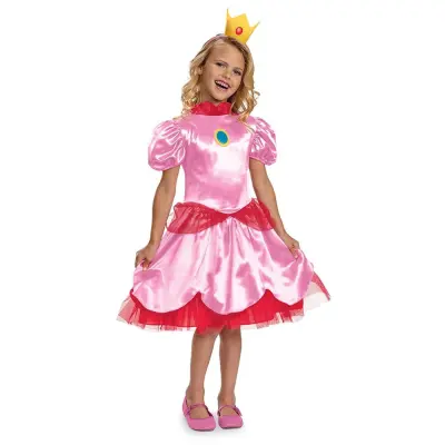 Super Mario Princess Peach Utklädning : Model - M (7-8 år) - Super Mario -  Leksaksaffären