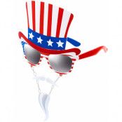 USA Patriot - Skämtglasögon med Hatt, Mustasch och Skägg