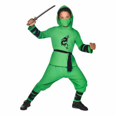 Grön Ninja Barn Maskeraddräkt - Large