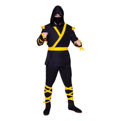 Ninja Svart/Gul Maskeraddräkt - Small/Medium