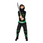 Power Ninja Svart/Grön Barn Maskeraddräkt - Small