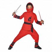 Röd Ninja Barn Maskeraddräkt - 4-6 år