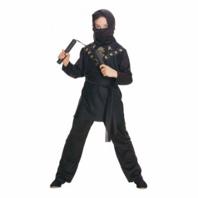 Svart Ninja Barn Maskeraddräk - Small
