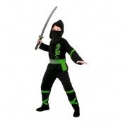 Svart/Grön Power Ninja Barn Maskeraddräkt - Medium
