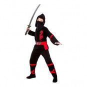 Svart/Röd Power Ninja Barn Maskeraddräkt - Large