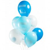 8 st 30 cm - Vita och Blå Oktoberfest Ballonger med Motiv
