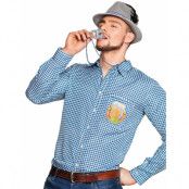 Blå och Vit Rutig Oktoberfest Maskeradskjorta