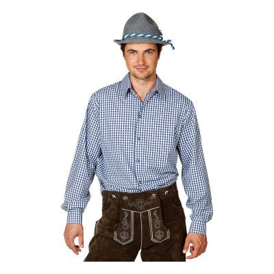 Blå/Vit Rutig Skjorta för Män - Large