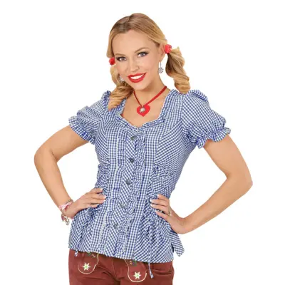 Blus Blå/Vit Rutig Dam - Medium