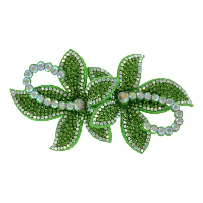 Hårspänne Blommor med Strass Grön Deluxe