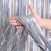 Glitterdraperi Holografiskt - Silver