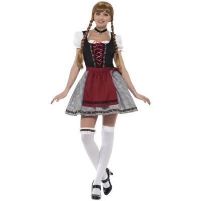 Oktoberfest Klänning Röd&Svart M