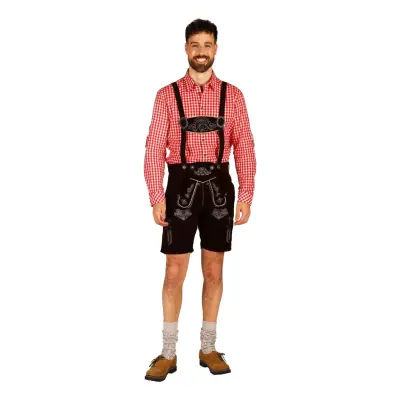 Oktoberfest Lederhosen Short Deluxe Mörkbrun - 46