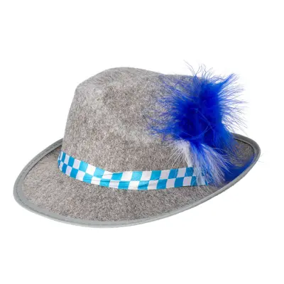 Tyrolerhatt Grå med Fjäder - One size