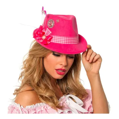 Tyrolerhatt Rosa med Rosett - One size