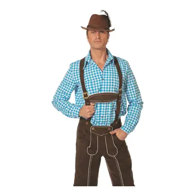 Tyrolerskjorta Rutig Blå - Small