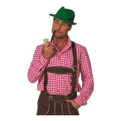 Tyrolerskjorta Rutig Rosa - X-Large