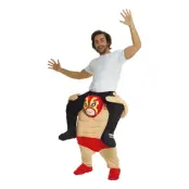 Amerikansk Wrestlare Piggyback Maskeraddräkt