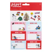 Juletiketter Pippi Långstrump - 16-pack