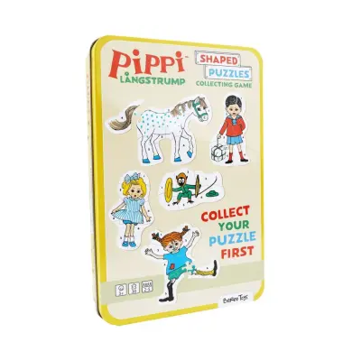 Pippi Tärningsspel Formpussel i metallask - Pippi -  Leksaksaffären