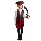Barndräkt, randig piratklänning 122/128 cl