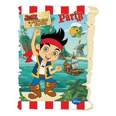 Inbjudningskort Jake och Piraterna - 6-pack