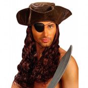 Lyxig piratperuk och hatt - brun