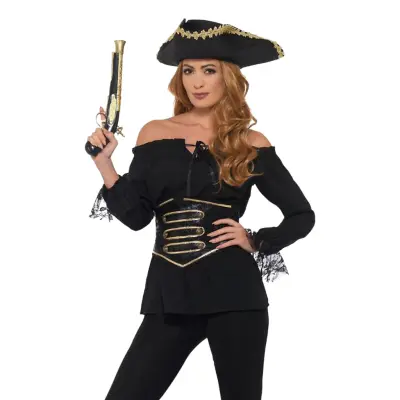 Pirat Blus Deluxe Maskeraddräkt Svart - Medium