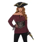 Pirat Blus Deluxe Maskeraddräkt Vinröd - Small