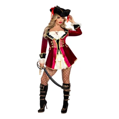 Pirat Kapten Klänning Deluxe Maskeraddräkt - Large