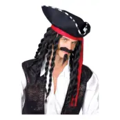 Pirathatt med Peruk - One size