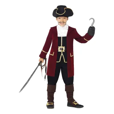 Piratkapten Deluxe Barn Maskeraddräkt - Large