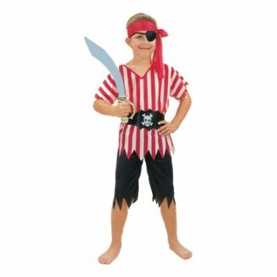 Piratpojke Randig Barn Maskeraddräkt - Small